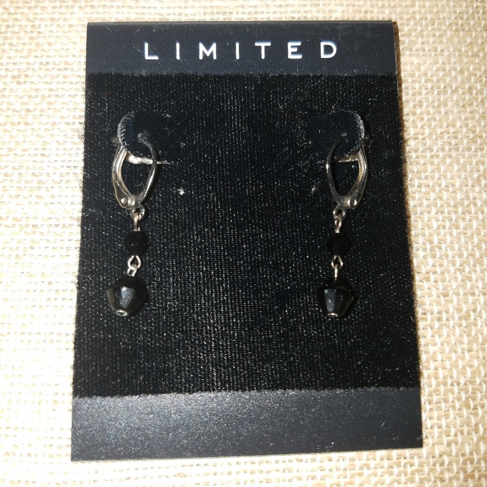 LIMITED - NEW - black faceted beaded drop earrings